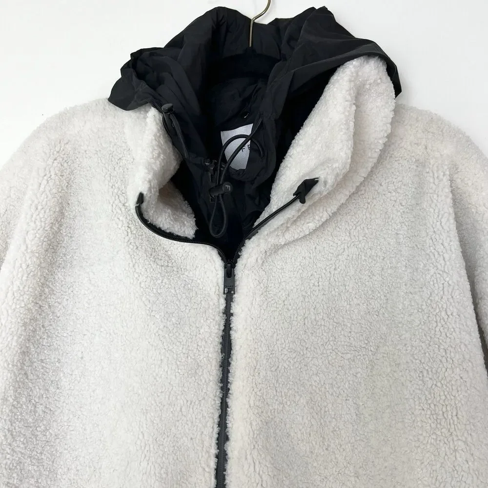 Frame Sherpa & Tech Taffeta Anorak Coat Jacket Black & White Women’s XL NWT